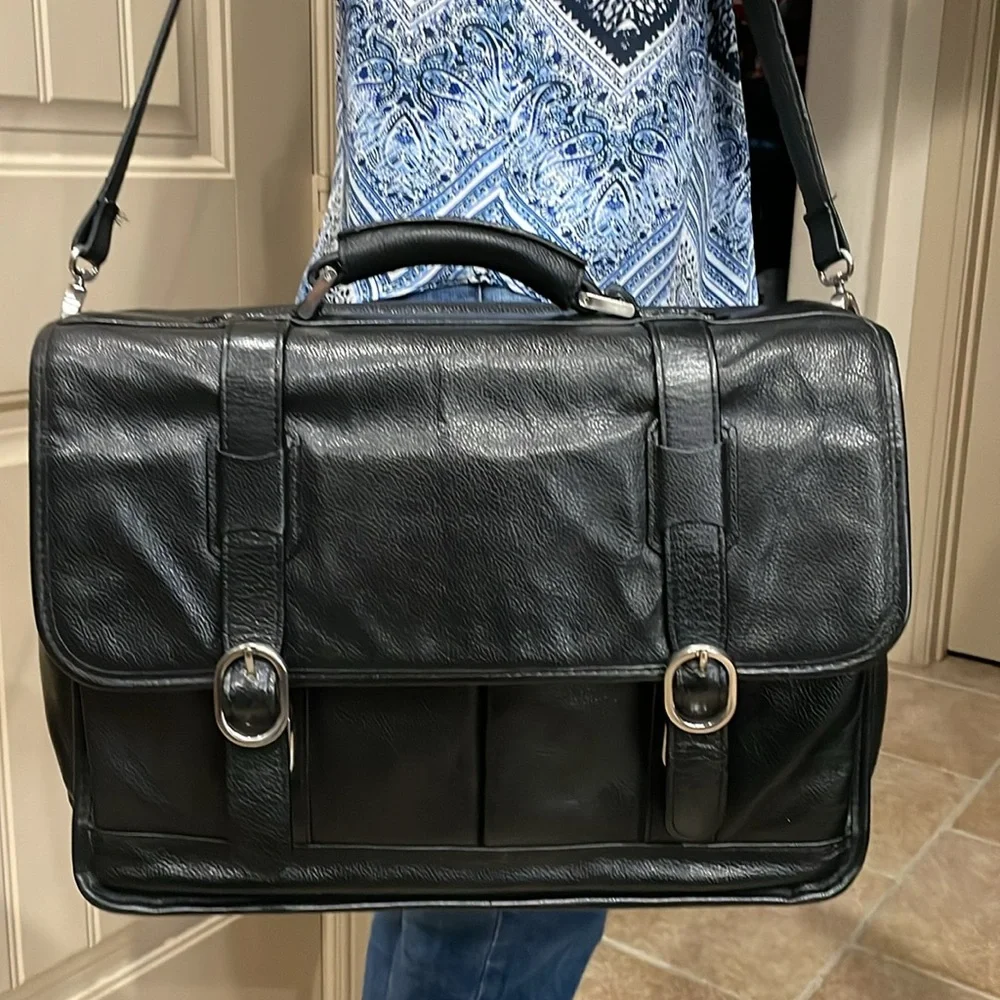 McKlein Black Leather Laptop Bag